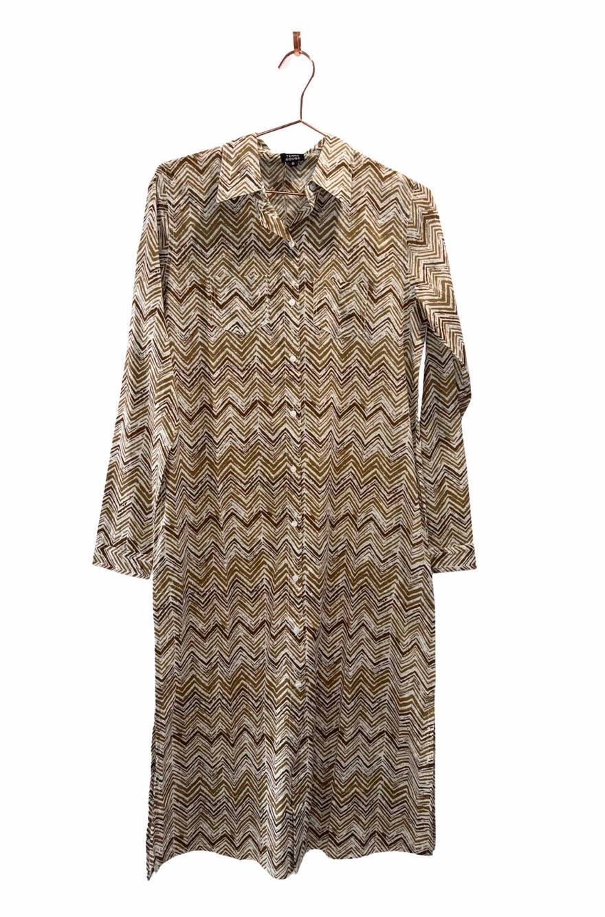 NEW TERRE ROUGE women's long sleeve maxi dress in brown stripe